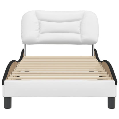 Bedframe Met Hoofdbord Kunstleer 80 x 200 cm Wit en zwart