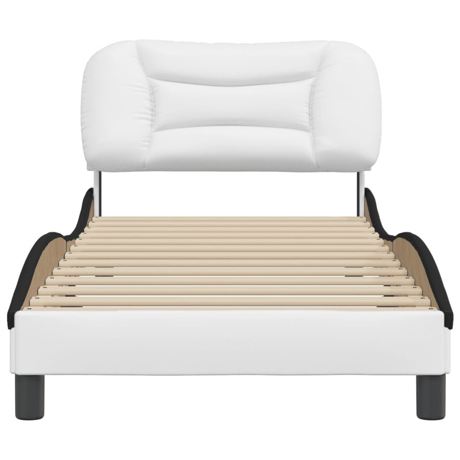 Bedframe Met Hoofdbord Kunstleer 80 x 200 cm Wit en zwart