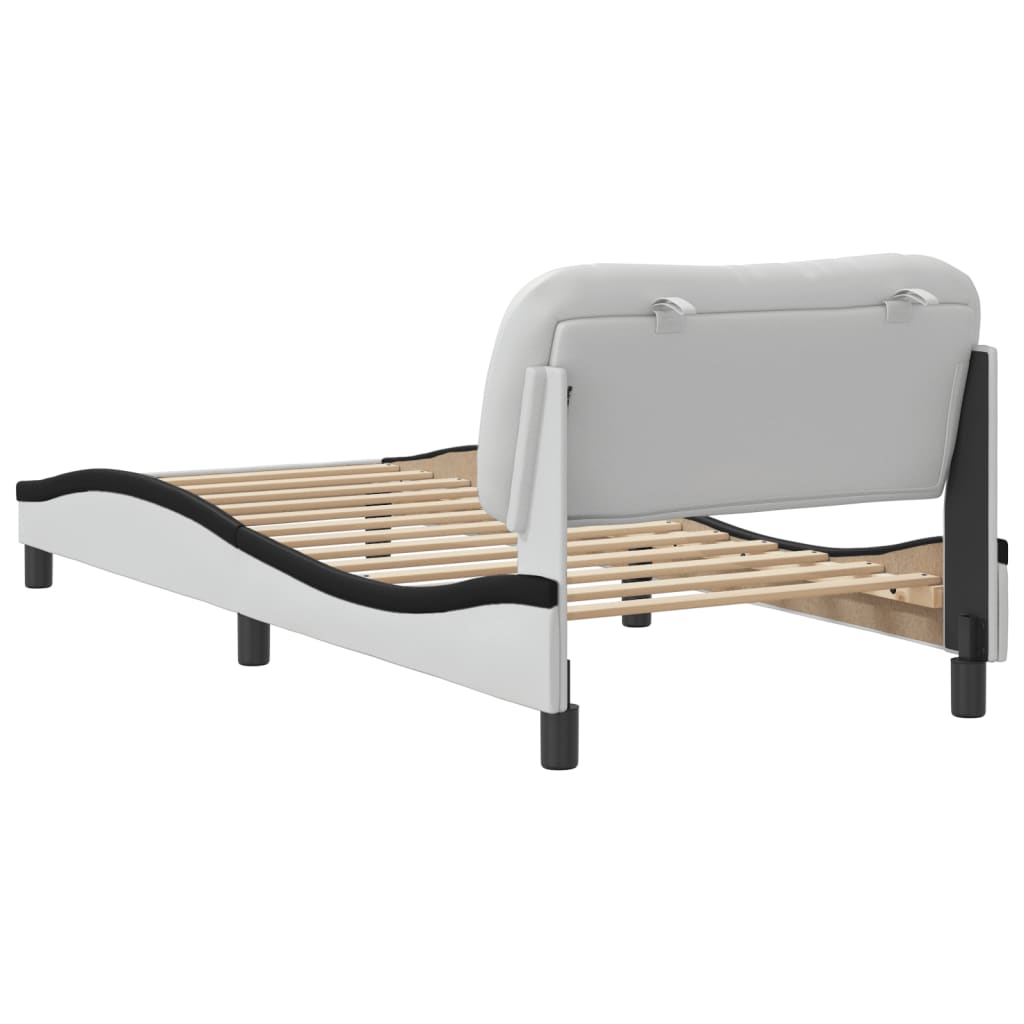 Bedframe Met Hoofdbord Kunstleer 80 x 200 cm Wit en zwart