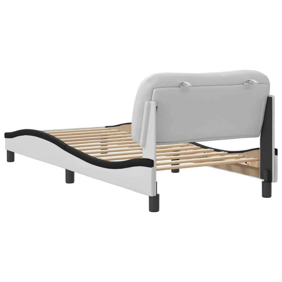 Bedframe Met Hoofdbord Kunstleer 80 x 200 cm Wit en zwart