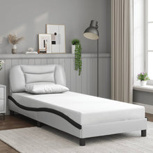 Bedframe Met Hoofdbord Kunstleer 80 x 200 cm Wit en zwart