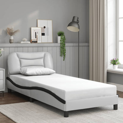 Bedframe Met Hoofdbord Kunstleer 80 x 200 cm Wit en zwart