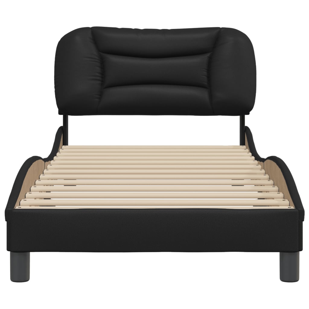 Bedframe Met Hoofdbord Kunstleer Zwart 90X190 Cm