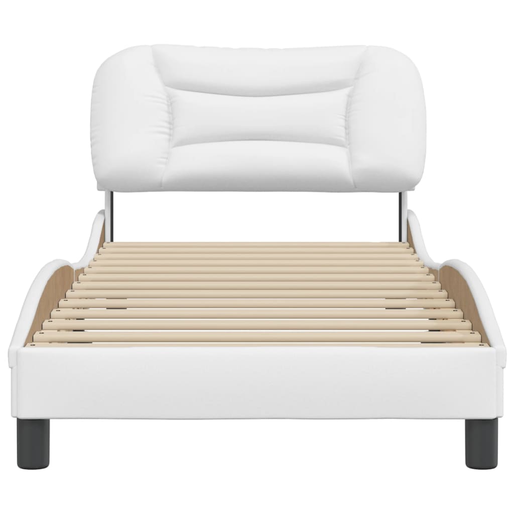 Bedframe Met Hoofdbord Kunstleer Wit 90X190 Cm