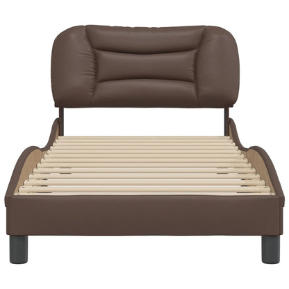 Bedframe Met Hoofdbord Kunstleer Bruin 90X190 Cm