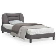 Bedframe Met Hoofdbord Kunstleer Grijs 90X190 Cm