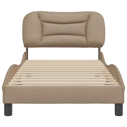 Bedframe Met Hoofdbord Kunstleer Cappucinnokleurig 90X190 Cm