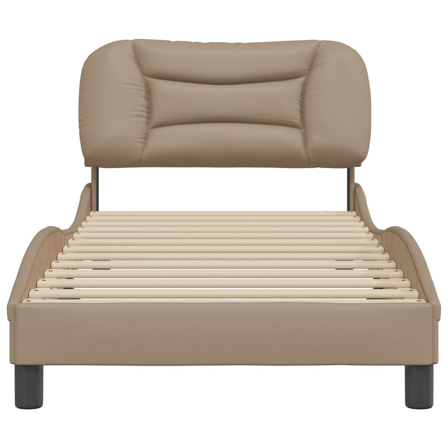 Bedframe Met Hoofdbord Kunstleer Cappucinnokleurig 90X190 Cm
