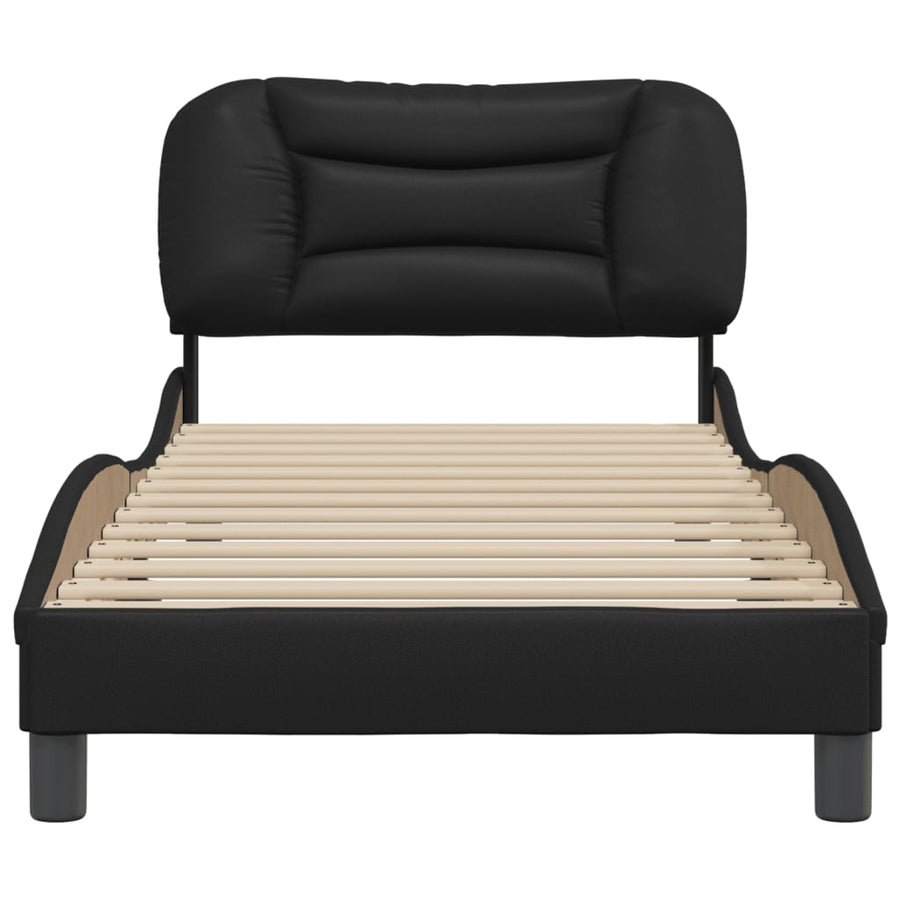 Bedframe Met Hoofdbord Kunstleer Zwart 90X200 Cm