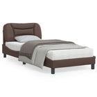 Bed frame without mattress "Hvar" faux leather brown 90x200 cm