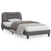 Bedframe kunstleer grijs 90x200 cm