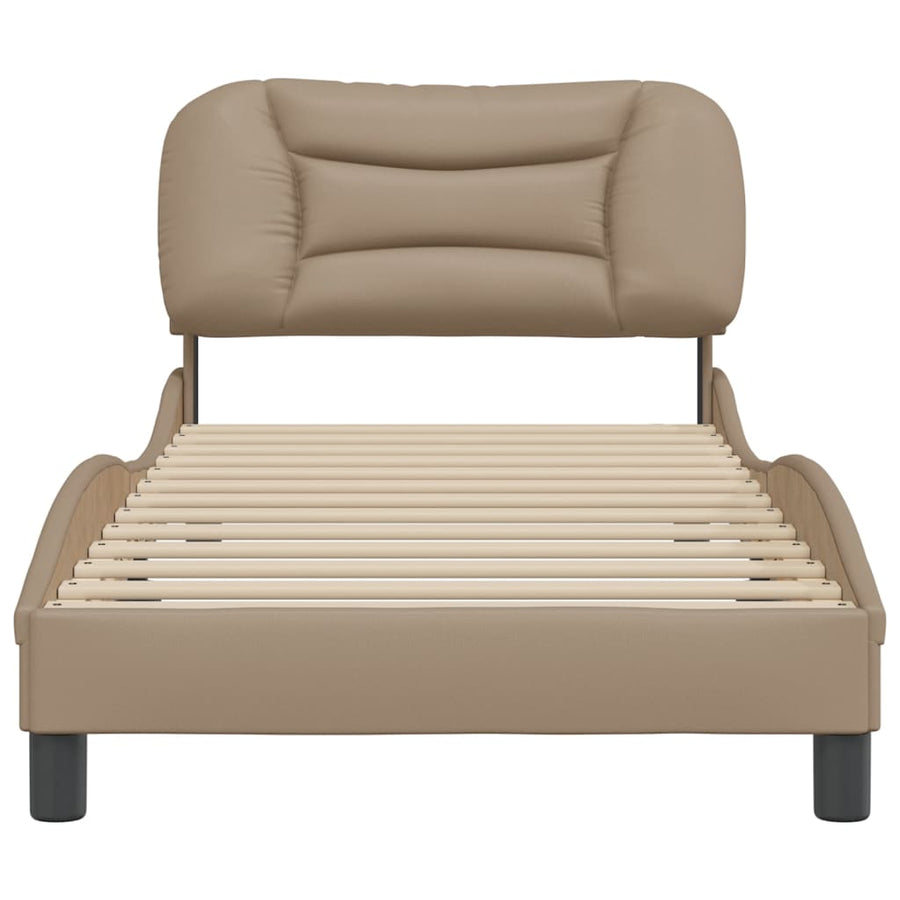 Bedframe Met Hoofdbord Kunstleer Cappuccinokleurig 90X200 Cm
