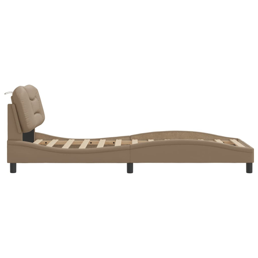 Bedframe Met Hoofdbord Kunstleer Cappuccinokleurig 90X200 Cm