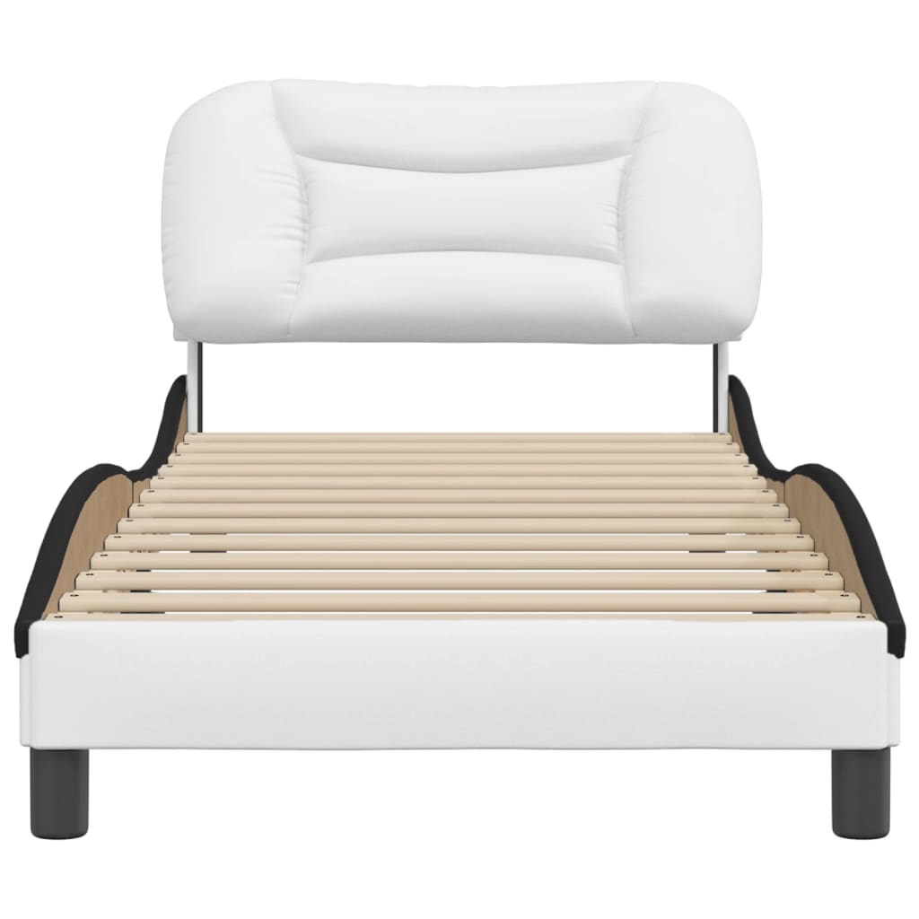 Bedframe Met Hoofdbord Kunstleer Wit En Zwart 90X200 Cm