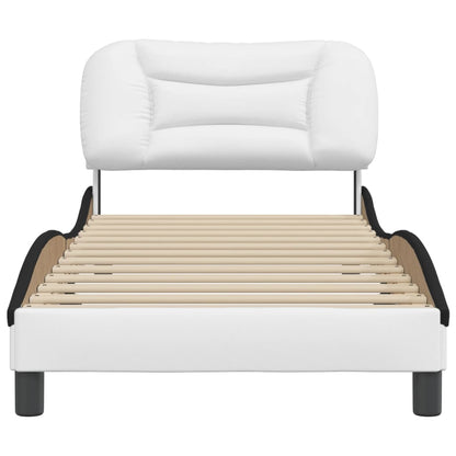 Bedframe Met Hoofdbord Kunstleer Wit En Zwart 90X200 Cm