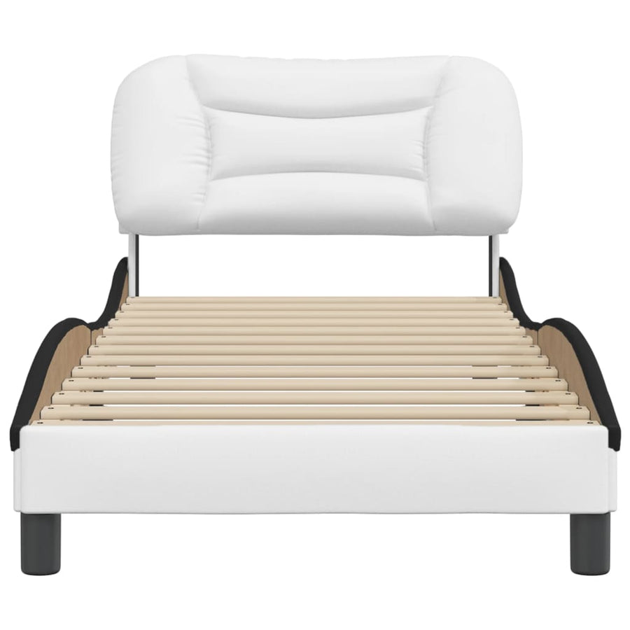 Bedframe Met Hoofdbord Kunstleer Wit En Zwart 90X200 Cm