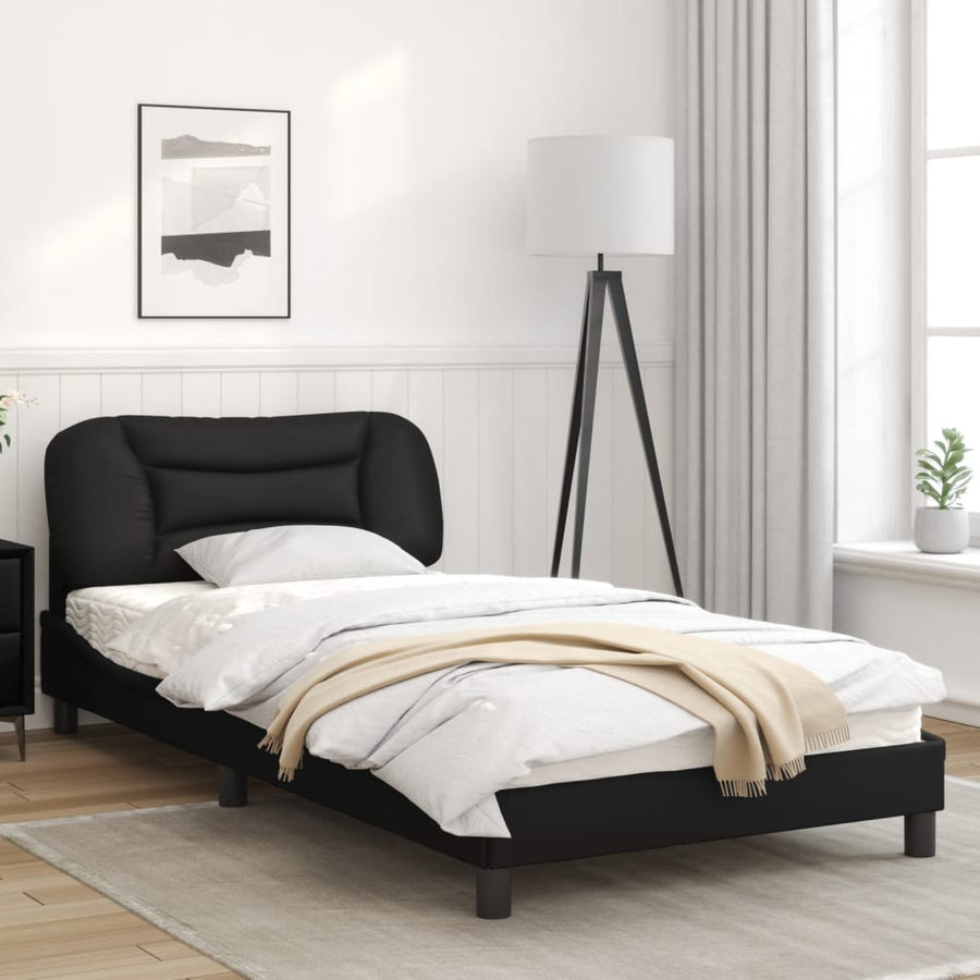 Bedframe Met Hoofdbord Kunstleer Zwart 100X200 Cm