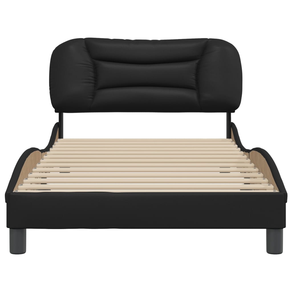 Bedframe Met Hoofdbord Kunstleer Zwart 100X200 Cm