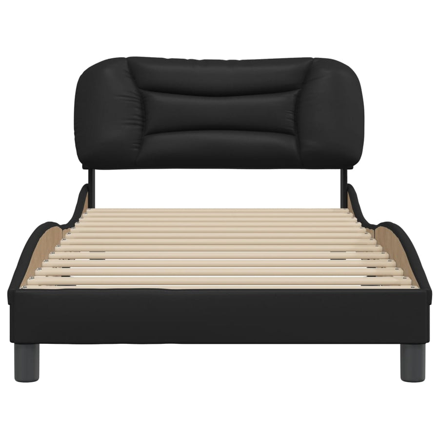 Bedframe Met Hoofdbord Kunstleer Zwart 100X200 Cm