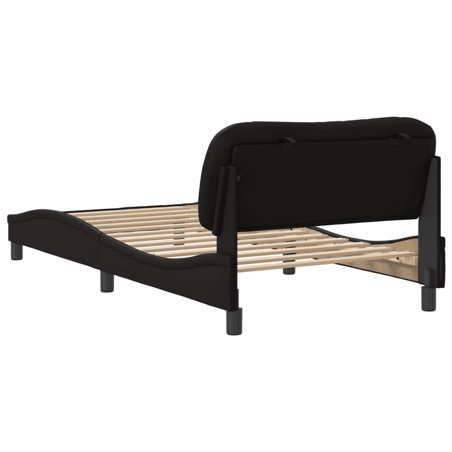 Bedframe Met Hoofdbord Kunstleer Zwart 100X200 Cm
