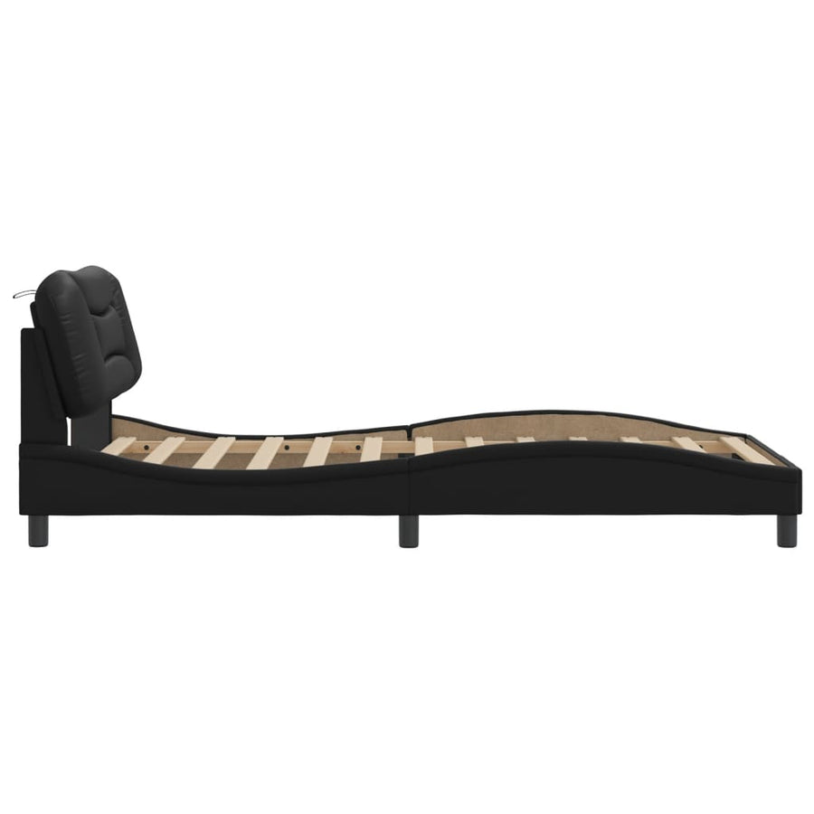 Bedframe Met Hoofdbord Kunstleer Zwart 100X200 Cm