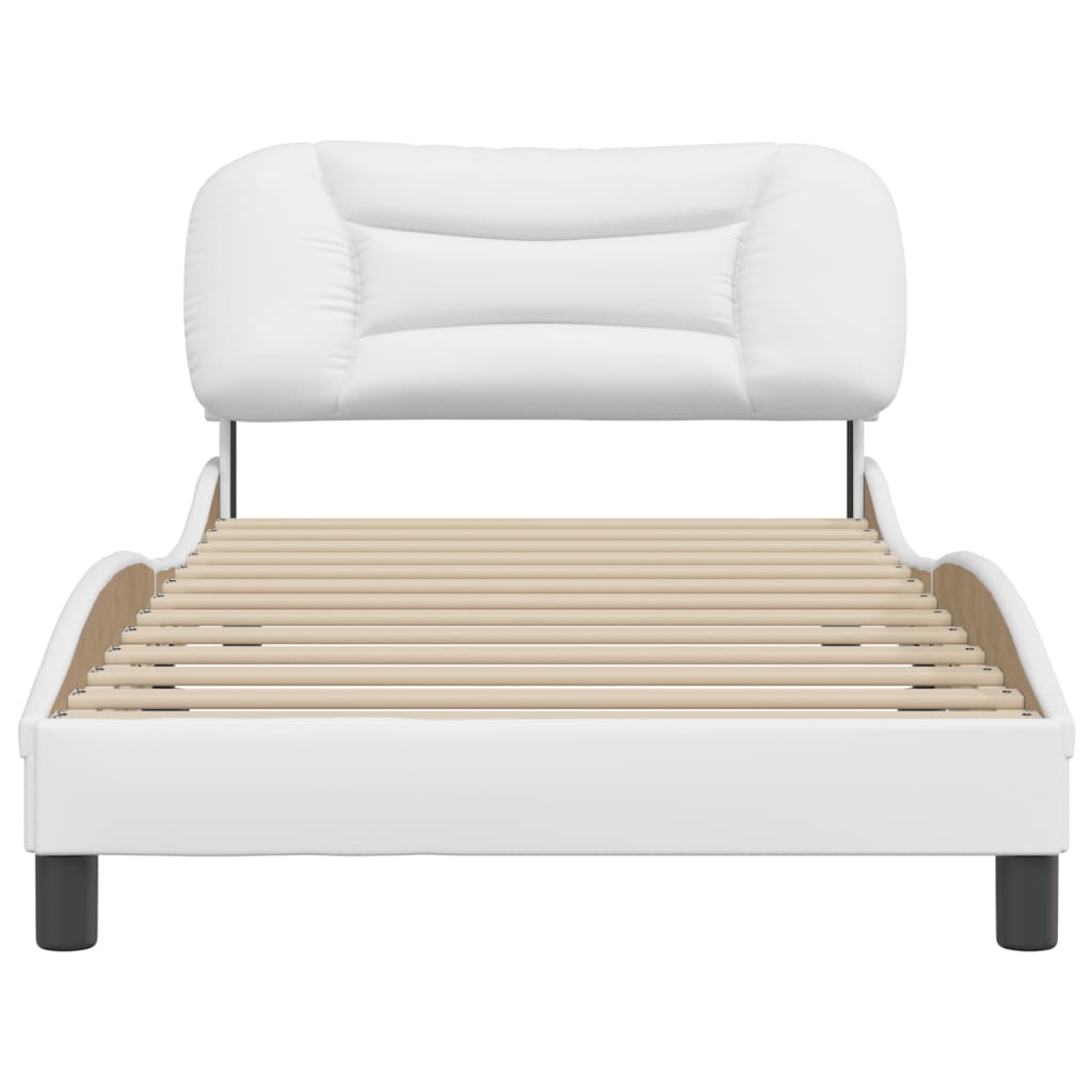 Bedframe Met Hoofdbord Kunstleer Wit 100X200 Cm