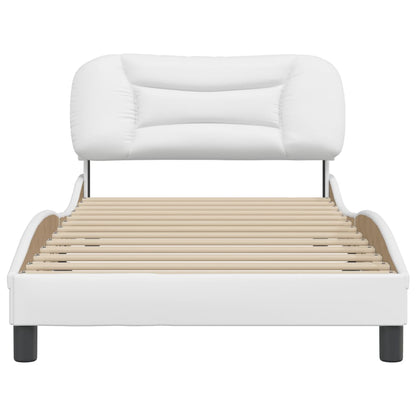 Bedframe Met Hoofdbord Kunstleer Wit 100X200 Cm