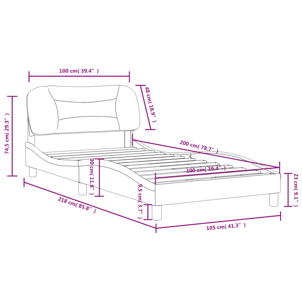 Bedframe Met Hoofdbord Kunstleer Bruin 100X200 Cm
