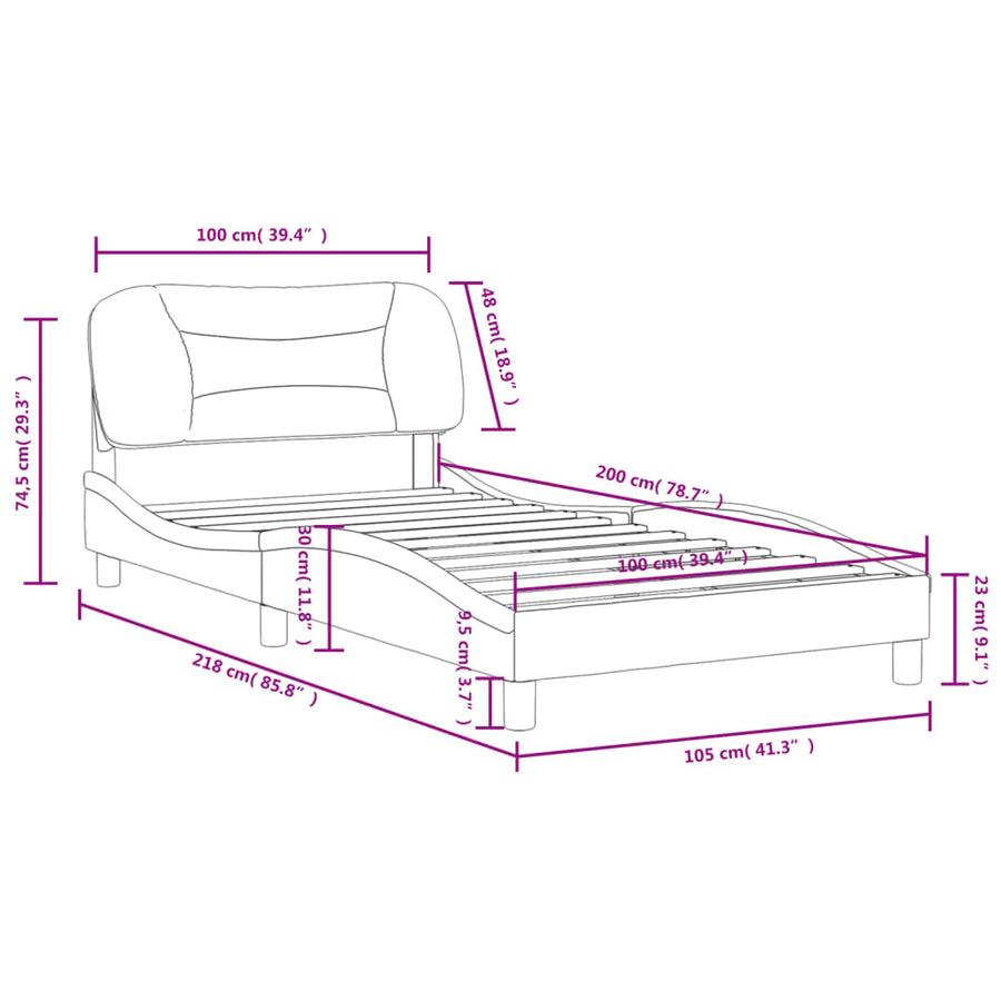 Bedframe Met Hoofdbord Kunstleer Bruin 100X200 Cm