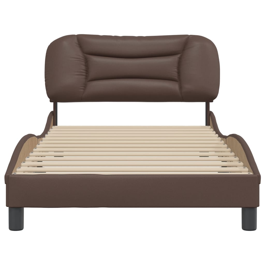 Bedframe Met Hoofdbord Kunstleer Bruin 100X200 Cm