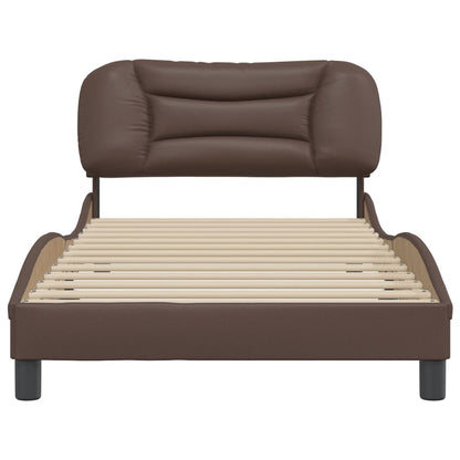 Bedframe Met Hoofdbord Kunstleer Bruin 100X200 Cm