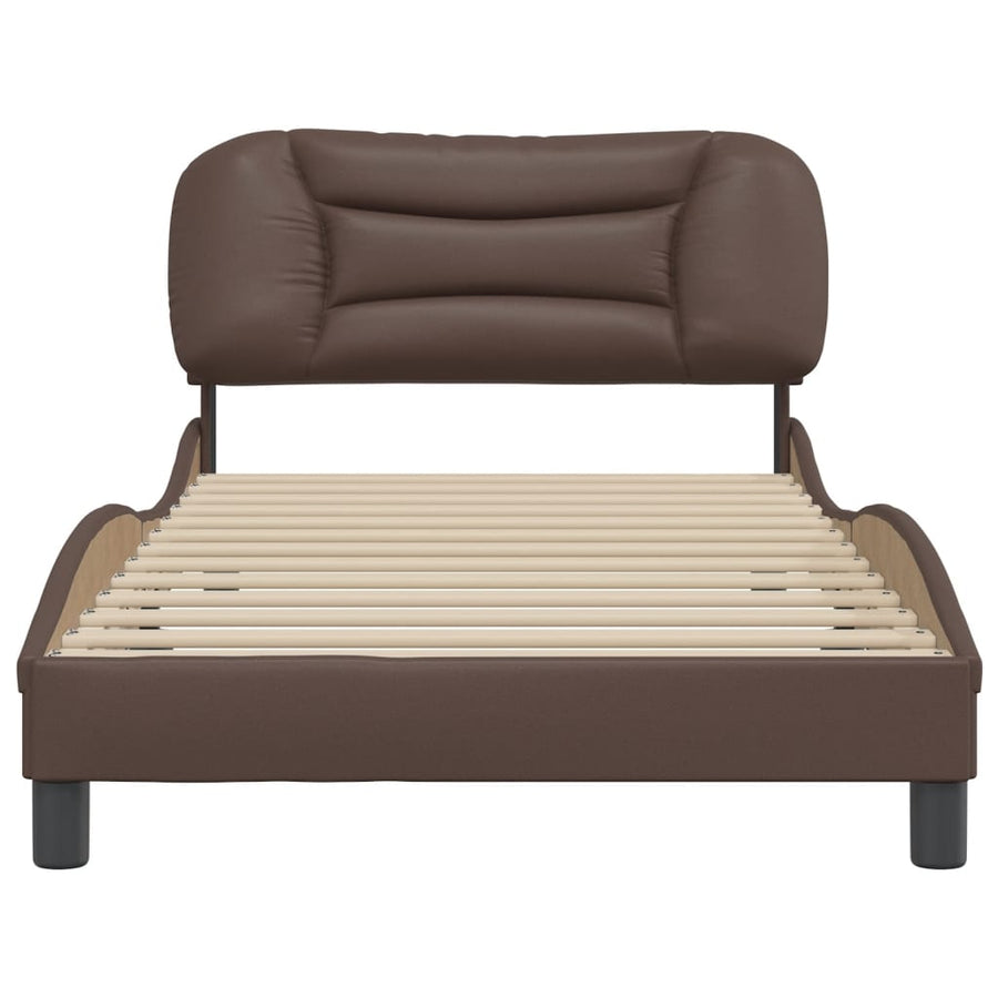 Bedframe Met Hoofdbord Kunstleer Bruin 100X200 Cm