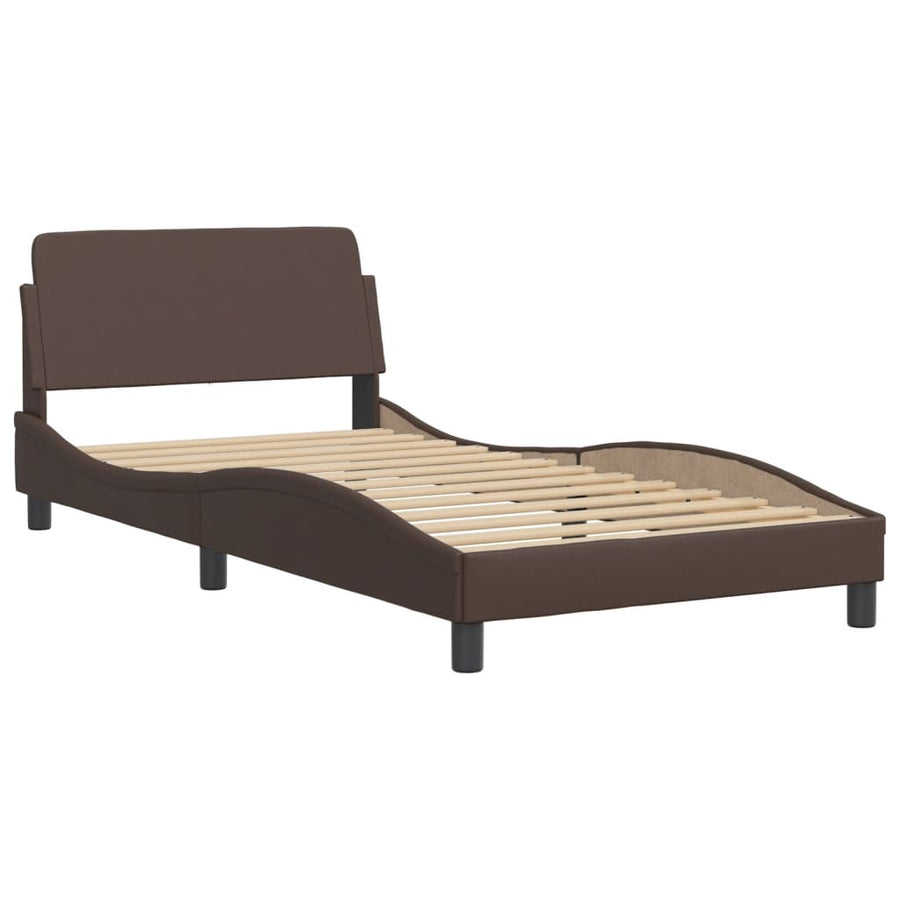 Bedframe Met Hoofdbord Kunstleer Bruin 100X200 Cm