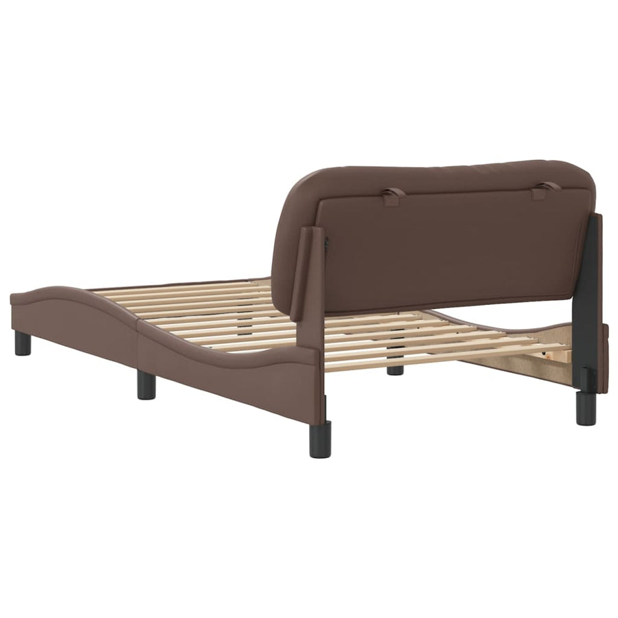 Bedframe Met Hoofdbord Kunstleer Bruin 100X200 Cm