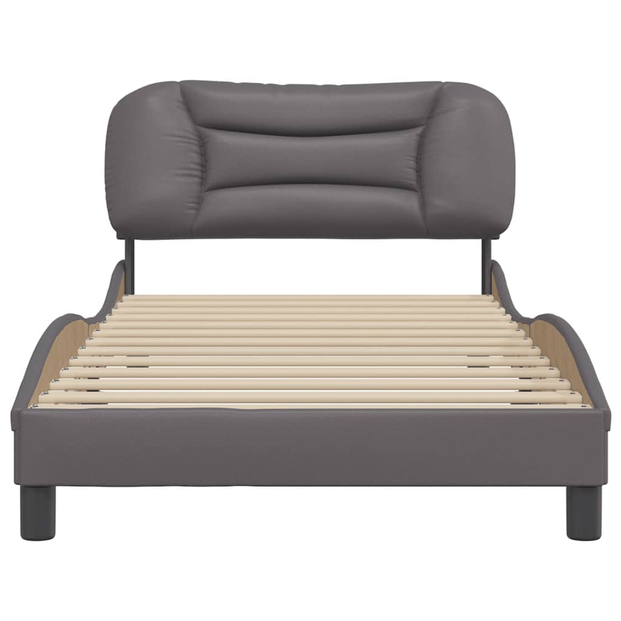 Bedframe Met Hoofdbord Kunstleer Grijs 100X200 Cm