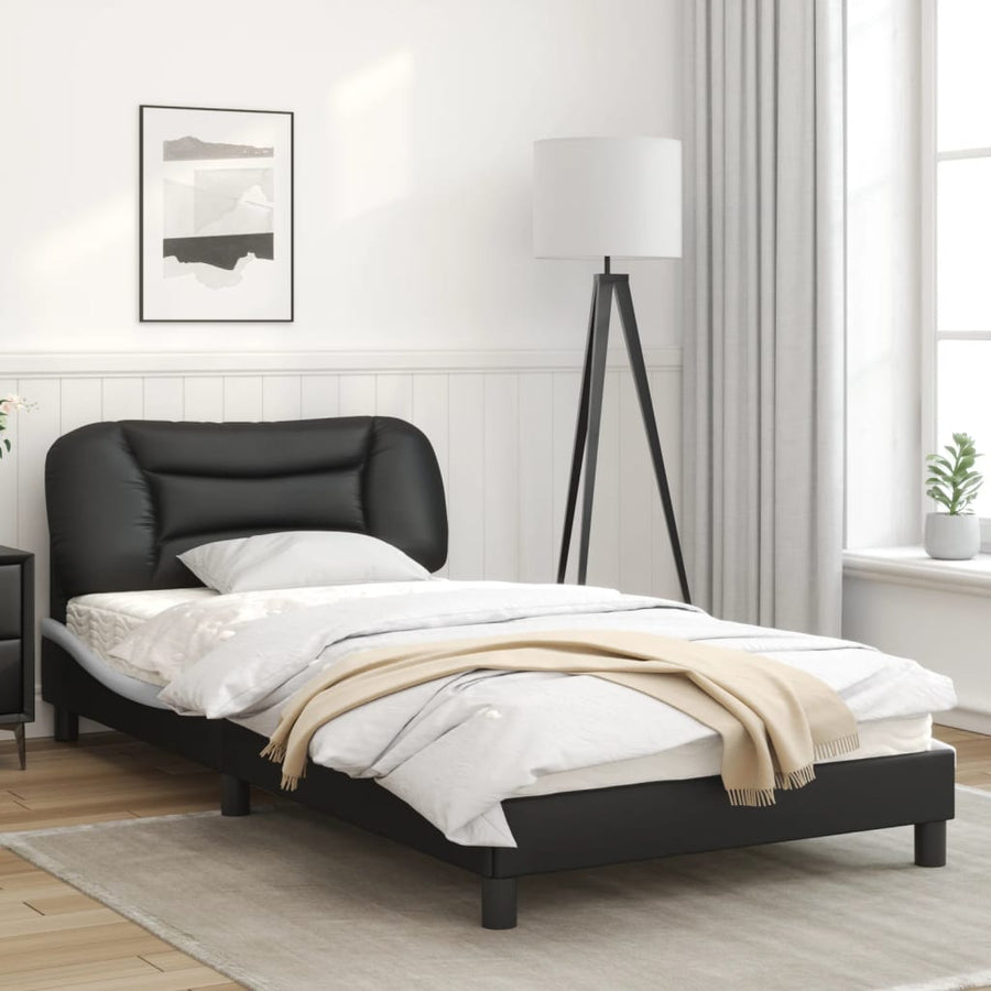 Bedframe Met Hoofdbord Kunstleer Zwart En Wit 100X200 Cm