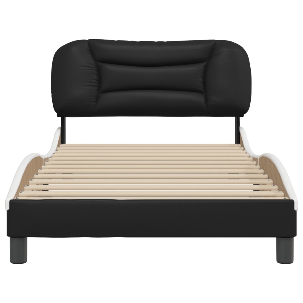 Bedframe Met Hoofdbord Kunstleer Zwart En Wit 100X200 Cm
