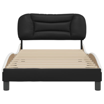 Bedframe Met Hoofdbord Kunstleer Zwart En Wit 100X200 Cm