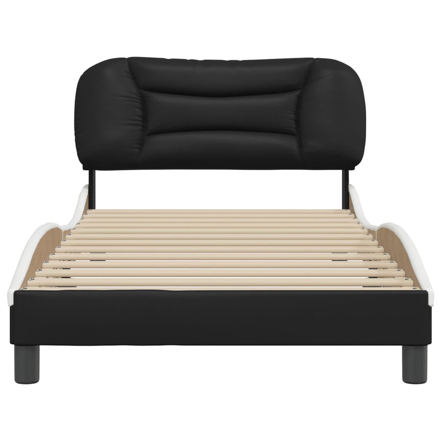 Bedframe Met Hoofdbord Kunstleer Zwart En Wit 100X200 Cm