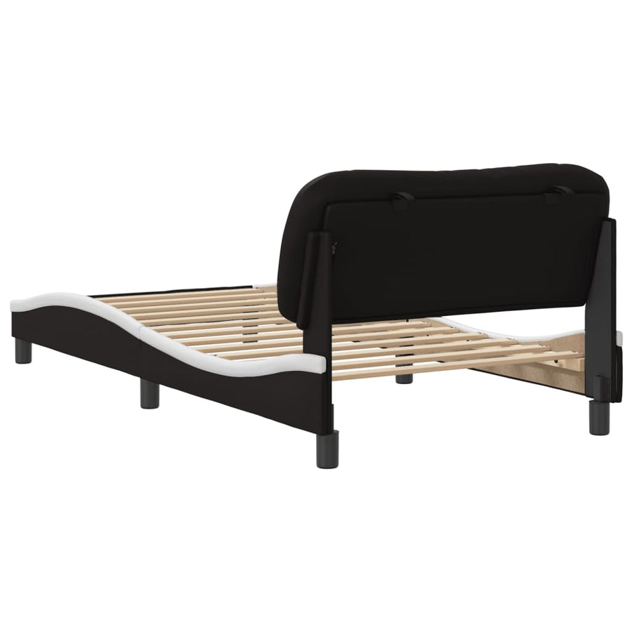 Bedframe Met Hoofdbord Kunstleer Zwart En Wit 100X200 Cm
