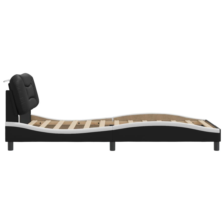 Bedframe Met Hoofdbord Kunstleer Zwart En Wit 100X200 Cm