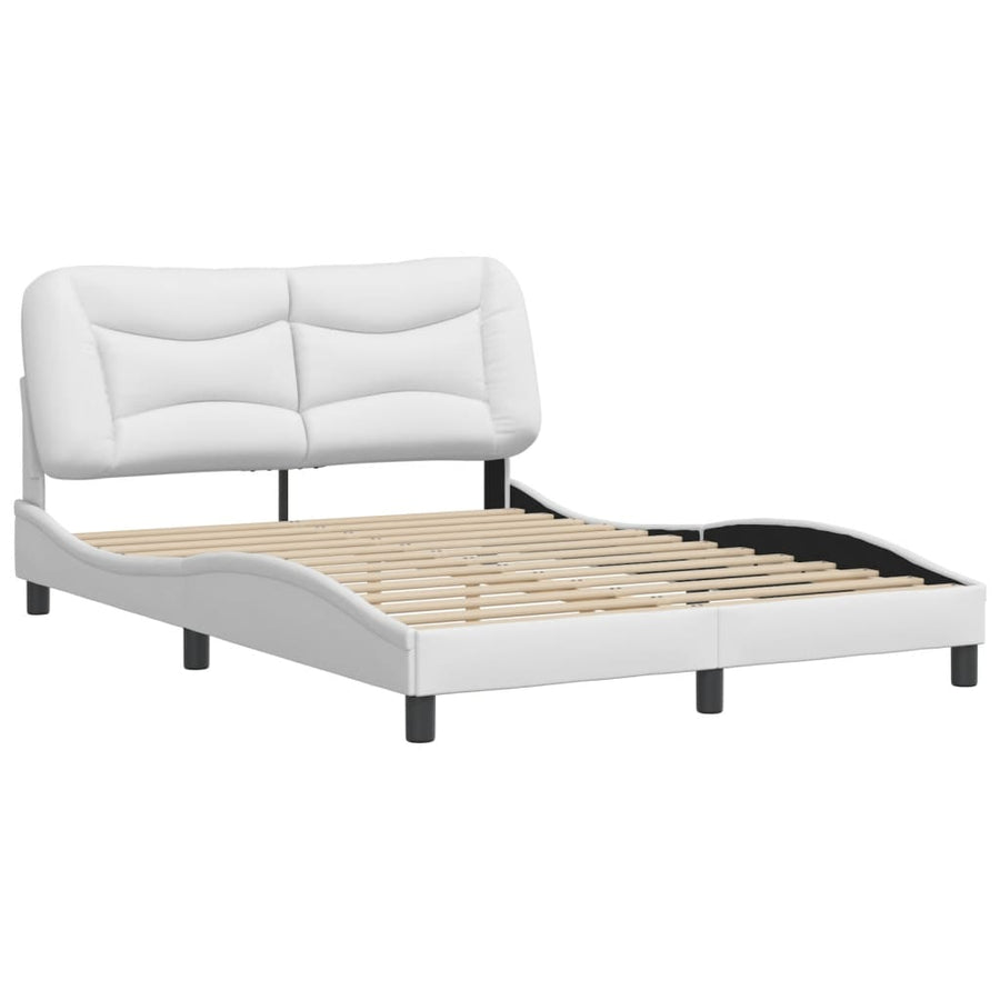 Bedframe Met Hoofdbord Kunstleer Wit 120X200 Cm