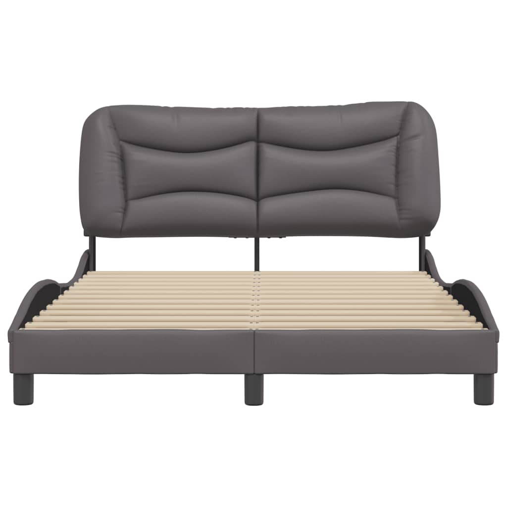Bedframe Met Hoofdbord Kunstleer Grijs 120X200 Cm