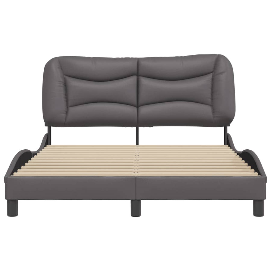 Bedframe Met Hoofdbord Kunstleer Grijs 120X200 Cm