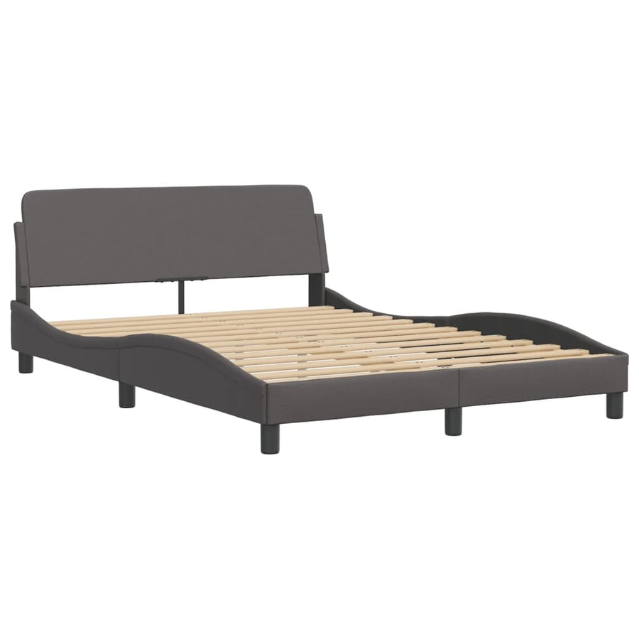 Bedframe Met Hoofdbord Kunstleer Grijs 120X200 Cm