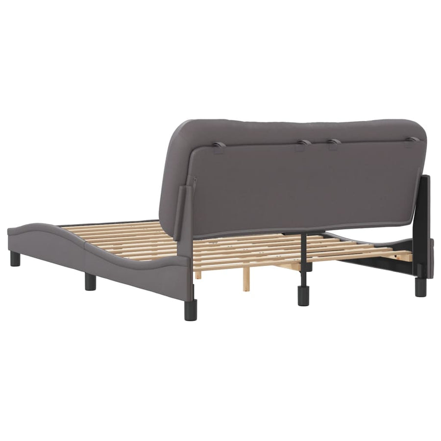 Bedframe Met Hoofdbord Kunstleer Grijs 120X200 Cm