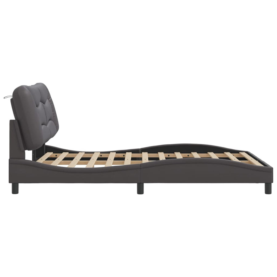 Bedframe Met Hoofdbord Kunstleer Grijs 120X200 Cm