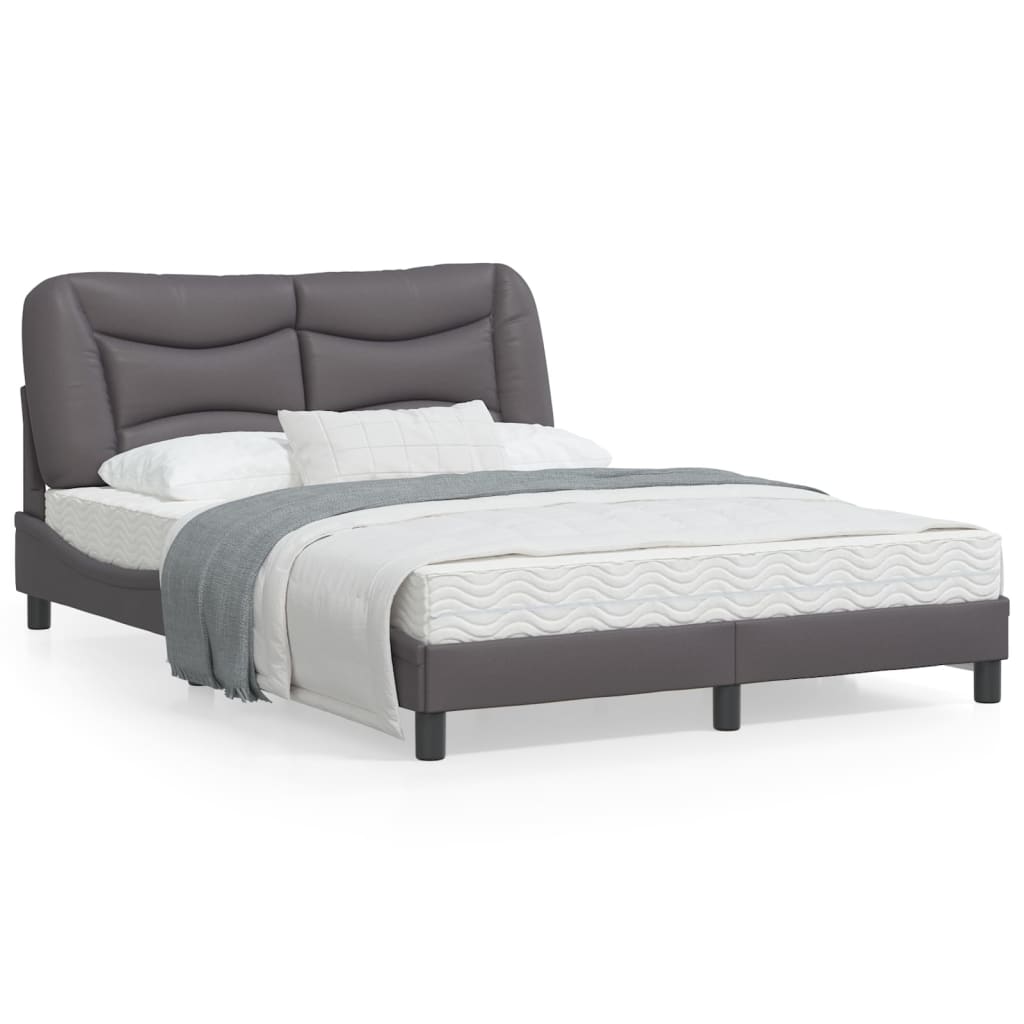 Bedframe Met Hoofdbord Kunstleer Grijs 120X200 Cm