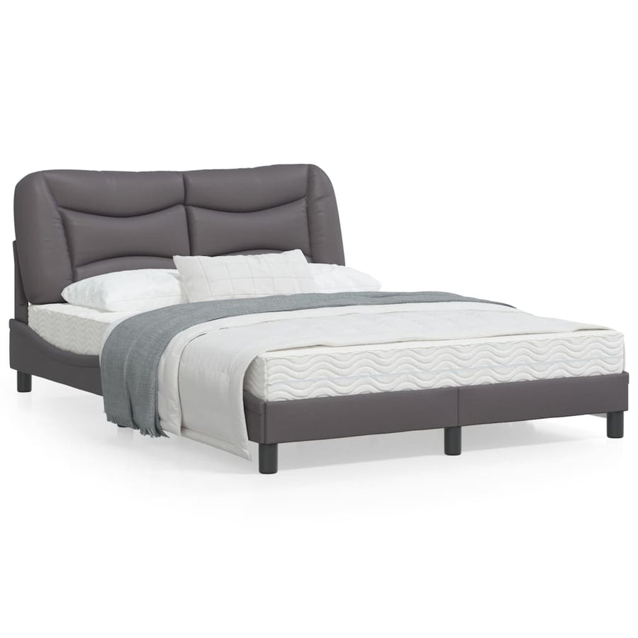 Bedframe Met Hoofdbord Kunstleer Grijs 120X200 Cm