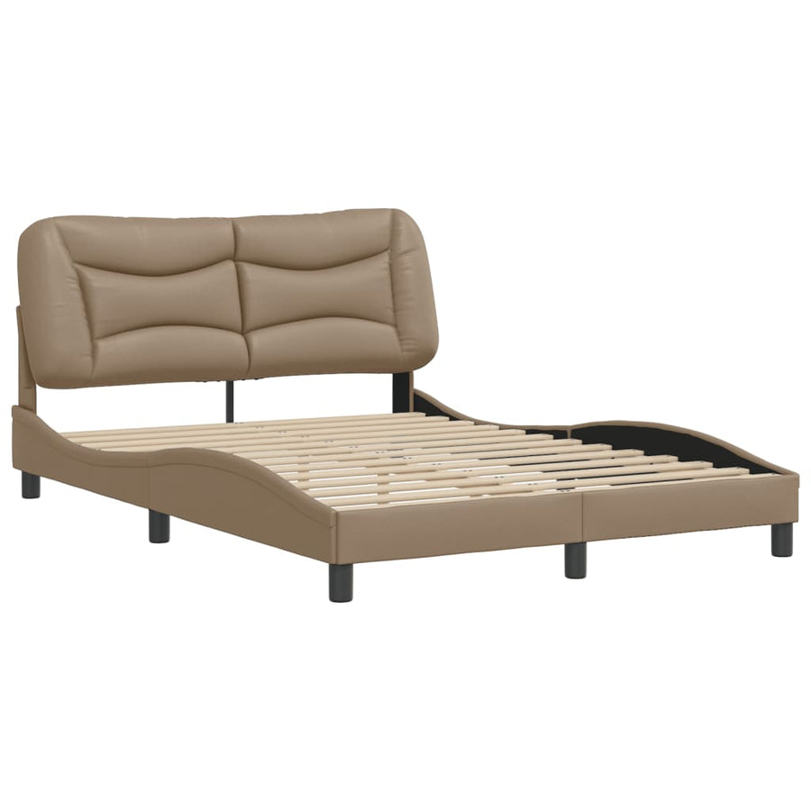Bedframe Met Hoofdbord Kunstleer Cappuccinokleurig 120X200 Cm